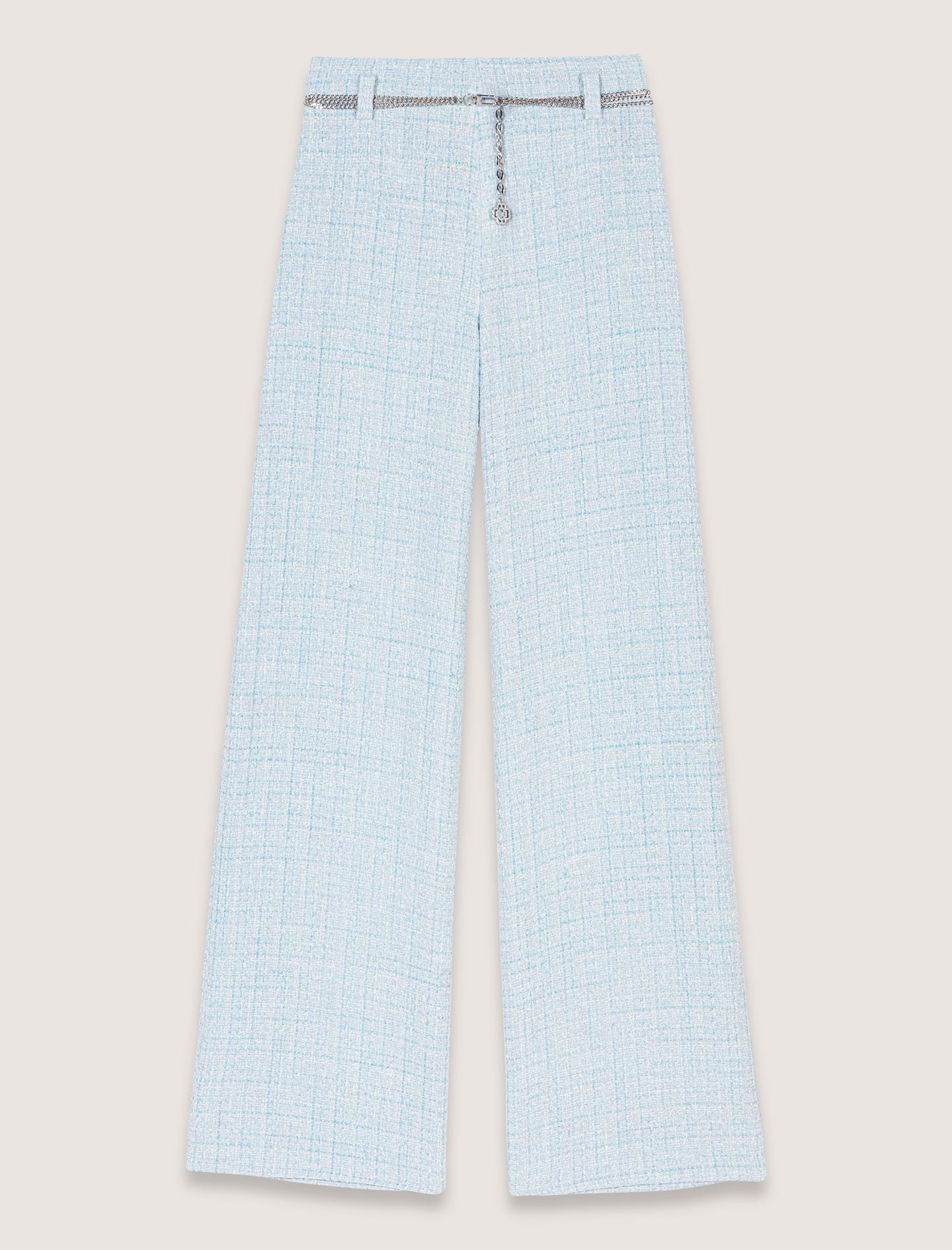 Quần dài vải tweed phối thắt lưng